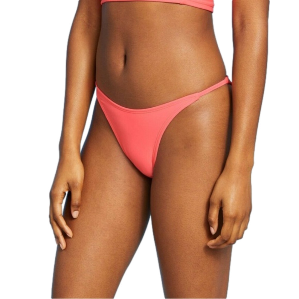 SEXY Juniors' High Leg Scoop Front Bikini Bottom - Xhilaration Coral